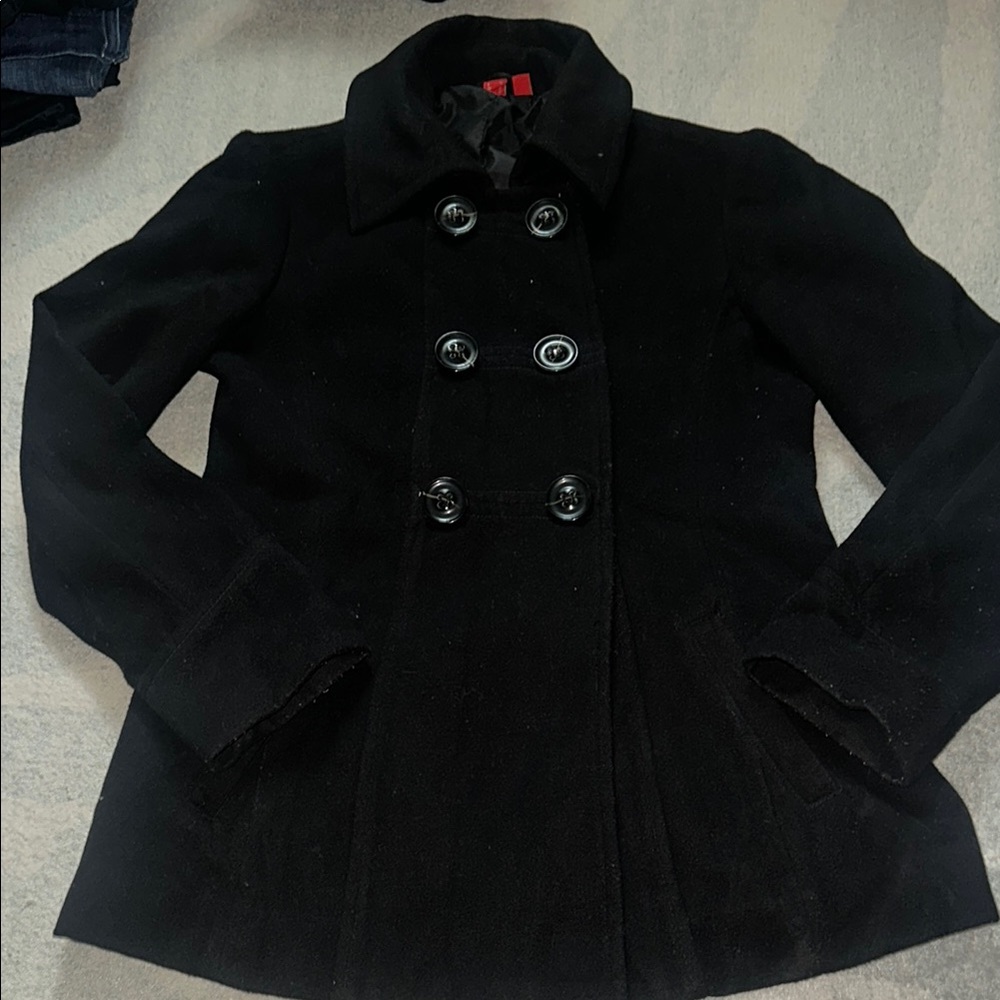 Women's Black Double-Breasted Coat